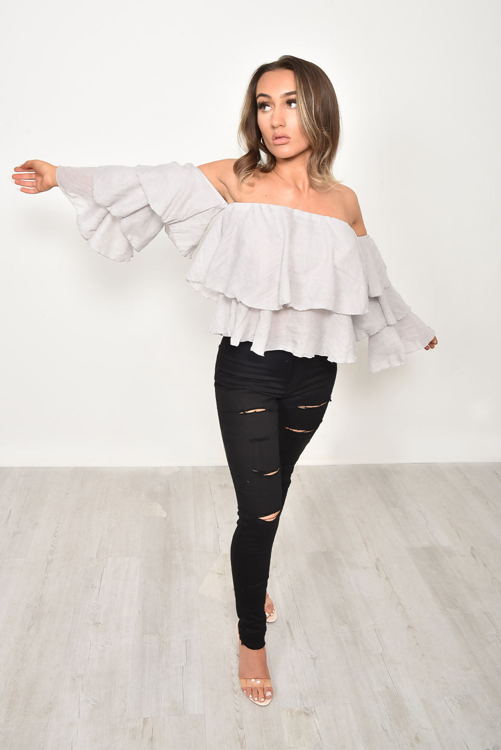 Linen bardot top hot sale