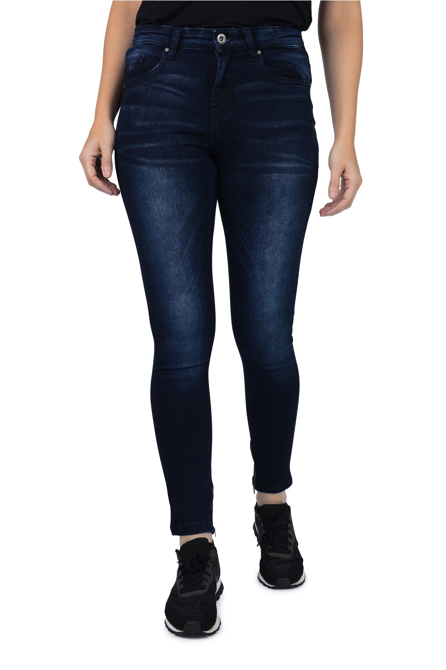 Dark Blue Skinny Jeans | Ankle Zip Jeans Women| Five Emperors